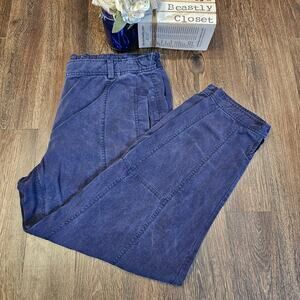 Eileen Fisher Pants Blue Lantern Tapered Button Ankle Trouser Pant Medium